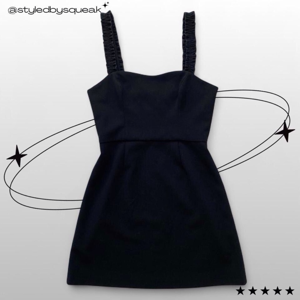 French Connection Black Ruffle Strap Mini Dress Small